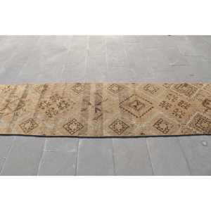 Alfombra Vintage de 2.5x10.8 pies, Alfombra Turca Marrón Sólida - Product Image 3