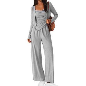 Ensemble 2 pièces personnalisé pour femme, en tricot polaire de coton et polyester, hiver, respirant, décontracté, uni, court, 2026 - Product Image 1