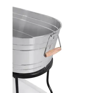 Grand bac à bière poli miroir avec support en fer Élégant refroidisseur à vin et à bière pour les mariages et les barwares classiques - Product Image 5