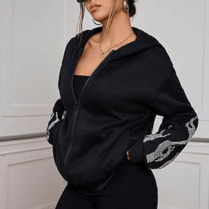 Sparkly Bling Sudaderas con capucha de gran tamaño para la marca de boutique 2025 Personalizado OEM Mujeres Rhinestone Sudadera con capucha - Product Image 1