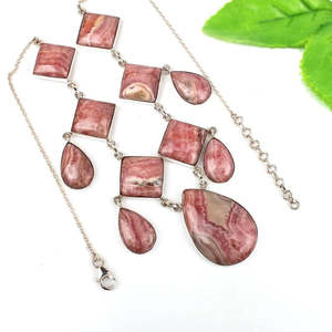 Collier en argent sterling 92,5 avec pierre précieuse rhodochrosite naturelle, luxueux et éthéré - Product Image 4