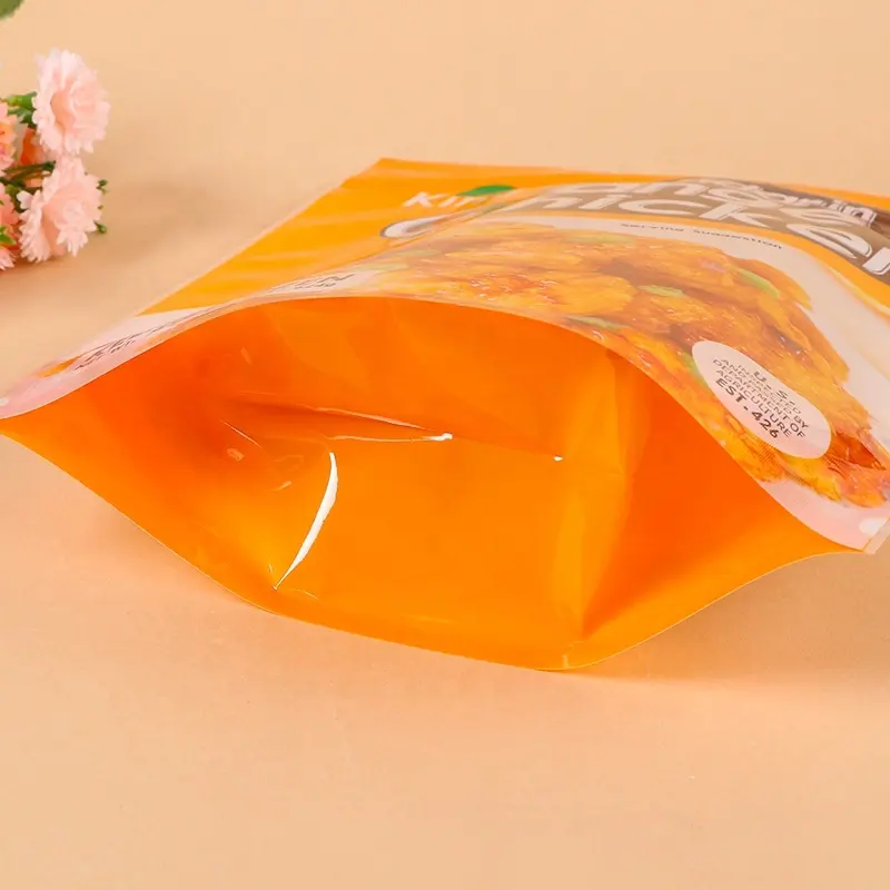 Embalaje colorido impresión personalizada logotipo pescado pollo alimentos congelados ziplock bolsas de plástico para negocios