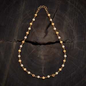 Collier bouddhiste antique pour enfants, plaqué argent, Mala 173494, perle ronde de qualité AAA, finition or poli - Product Image 1
