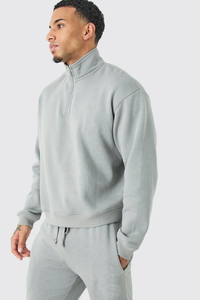 Ropa de hombre chándal lavado ácido 100% algodón logotipo personalizado pantalones acampanados y Jersey media cremallera Sudadera con capucha conjunto de 2 piezas - Product Image 2