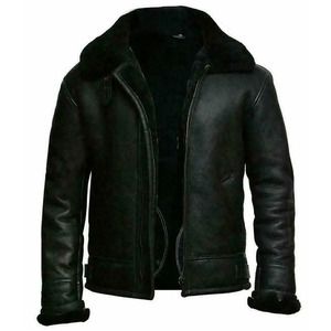 New Style Unisex Sheepskin Leather <b>Shearling</b> <b>Bomber</b> <b>Jacket</b> in Wholesale Price - Product Image 3