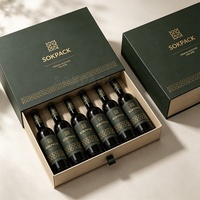 Boîte cadeau coulissante sur mesure avec lamination mate pour vin et tequila, emballage rigide en carton écologique pour 6 bouteilles, ensembles de cave à vin