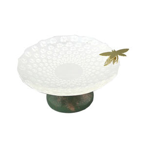 จานเสิร์ฟไม่เหมือนใครสำหรับเครื่องครัวโรงแรมร้านอาหารจานเสิร์ฟผลไม้ทำจากทองเหลืองและเรซิ่นทรงกลมสีเงิน - Product Image 1