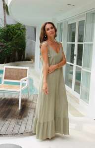 ชุดเดรสลําลองผู้หญิง ปุ่มลง คอวี ชุดเดรสแม็กซ์ ชุดเดรสลําลองส่งออกจากผู้ผลิตอินเดีย - Product Image 3