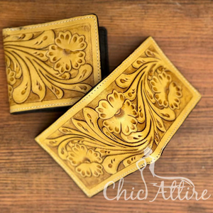 Nouveau portefeuille pour homme en cuir véritable, motif western, fait main, longue fermeture éclair, vente chaude, élégant, porte-cartes en cuir véritable pour homme - Product Image 1