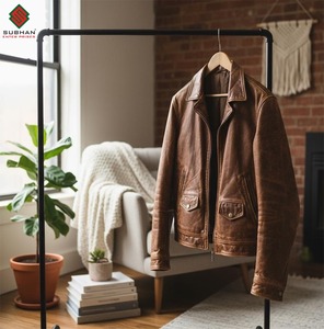 Blouson aviateur en cuir bordeaux fait main, uni, décontracté, hiver, fermeture éclair, col mandarin, coupe ajustée, service OEM - Product Image 3