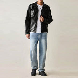 Fabrication en usine, veste en cuir pour homme de couleur unie, concevez votre propre produit, veste en cuir pour homme - Product Image 4