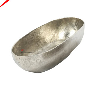 Decorative Metal <b>Bowl</b> Gold Round <b>Punch</b> <b>Bowl</b> with Wooden Base Hotel Centerpiece Wine Chiller Ice Bucket - Product Image 2