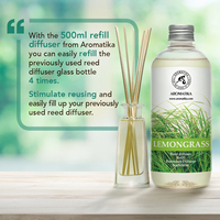Recarga de Aceite Difusor de Aroma Natural de Hierba Limón Aromatika 500ml, Aromaterapia Ecológica, Fragancia Duradera para Habitaciones