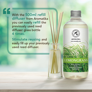 Aromatika Natural Lemongrass Aroma <b>Diffuser</b> Refill Liquid 500ml Long Lasting <b>Room</b> Fragrance Reed <b>Diffuser</b> Oil - Product Image 2