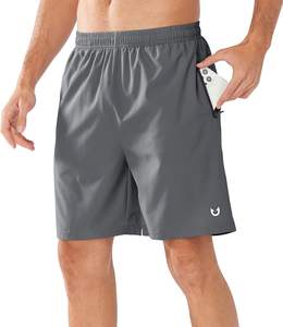 Pantalones cortos de gimnasio con logotipo personalizado para hombre, de secado rápido Material, bolsillos con cremallera, cierre de cordón para entrenamiento, correr, Fitness, fabricante OEM - Product Image 1