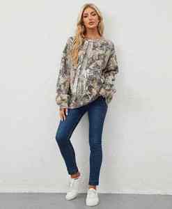 Sudadera de camuflaje con cuello redondo para mujer, jersey con estampado personalizado, ropa de calle con patrón de bosque - Product Image 5