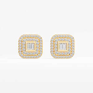 14K 18K Gold <b>Rhodium</b> Plated Elegant Stud <b>Earrings</b> 0.68 CTW Lab Grown Baguette Cut Diamonds Daily Wear Women's Bulk Buyers - Product Image 6