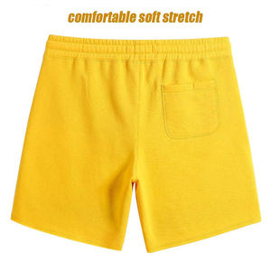 Shorts de jogging pour hommes en molleton de coton uni sur mesure, couleur jaune, taille oversize, avec taille élastique - Product Image 5