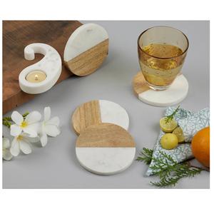 Sous-verres en pierre beige et blanc de haute qualité Accessoires de panneau supérieur pour tapis et tampons Utilisation en cuisine - Product Image 6