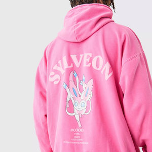เสื้อฮู้ดดี้สีชมพูสดแบบขายส่ง สั่งทำได้ตามต้องการ ทรงโอเวอร์ไซส์ ผ้าฟลีซหนานุ่ม ใส่ได้ทั้งผู้ชายและผู้หญิง สไตล์สตรีทแวร์ แบบสวมหัว - Product Image 2