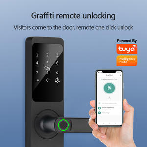 Tuya Wifi Cerradura Inteligente木製電子指紋キーレスRFIDデジタルスマートドアロックリモコンアパート用 - Product Image 4