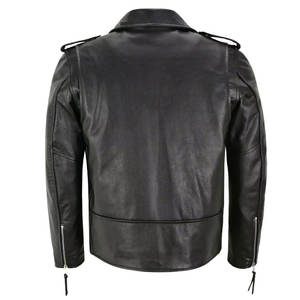 Blouson de moto en cuir noir chaud pour homme avec col en fourrure, chauffant et coupe-vent, style urbain, option logo personnalisé pour l'hiver - Product Image 3