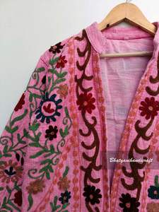 Veste longue en coton brodée à la main pour femme, nouvelle collection - Product Image 2