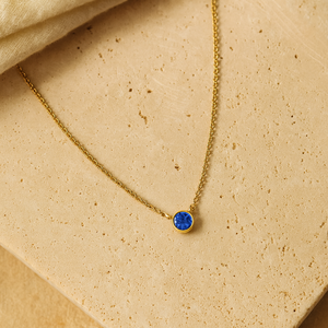 สร้อยคอแฟชั่นแบบซ้อนประดับไพลินเม็ดเดี่ยว - Product Image 4