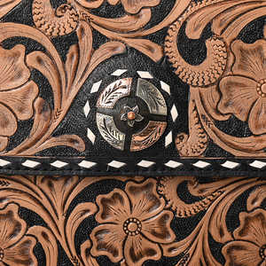 Handmade Tooled Leather Crossbody <b>Bag</b> Lady Vintage Floral Carved Western Shoulder Purse Lightweight Concho Adjustable <b>Strap</b> - Product Image 5