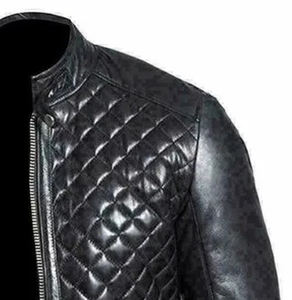 Veste en cuir de mouton souple personnalisée pour hommes veste de moto à col montant faite à la main tendance de la mode pour l'Europe et l'Amérique - Product Image 3