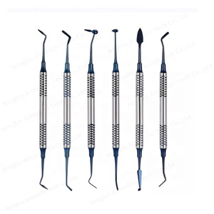 ORTHO GENIX-Juego de 6 espátulas de relleno de dientes de cemento dental compuesto azul de acero inoxidable - Product Image 1