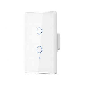 USEU 2 Gang WiFi écran en verre trempé panneau tactile lumière commande vocale télécommande <span class=keywords><strong>TUYA</strong></span> sans fil mur Wifi interrupteur d'éclairage intelligent - Product Image 3