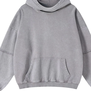 เสื้อฮู้ดผู้ชายโอเวอร์ไซส์โอเวอร์ไซส์ผ้าคอตตอนผ้าฟลีซเปิดไหล่เสื้อสเวตเชิ้ตลำลองทรงหลวม - Product Image 5