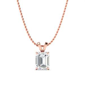 Colgante de oro con diamante solitario de corte esmeralda de 2.00 ct, color F, claridad VS, diamante cultivado en laboratorio en oro de 14K, para ocasiones especiales y fiestas. - Product Image 3