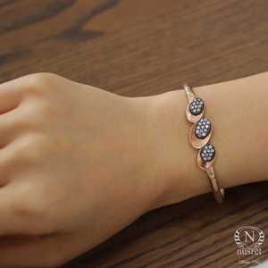 Bracelet en Argent Sterling 925 Plaqué Or Rose à Motif Triple Ovale, Chaîne de Corps Tendance - Product Image 1
