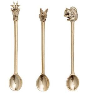 Cuchara de Latón con Forma de Animal Artística y Mango con Diseño Floral, Vajilla Premium y Decorativa para Regalo de Fiesta en Casa - Product Image 1