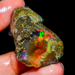 พลอยโอปอลเอธิโอเปียอัญมณีหยาบ, โอปอลเอธิโอเปียนดิบ, หินกำเนิดตุลาคม, พลอยโอปอลธรรมชาติ, โอปอลไฟหลายสี, 84.5 R-16 - Product Image 1