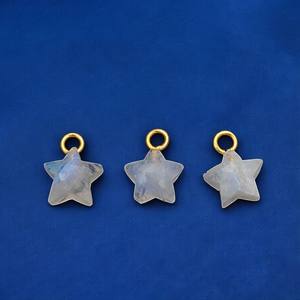 Encantos de estrella de ágata de encaje azul Briolette corte 10mm estrella chapado en oro 925 colgante de plata esterlina fabricación de joyas encanto de ágata de encaje azul - Product Image 3
