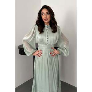 Vestido con Cintura Fruncida Color Menta - Menta - Product Image 3