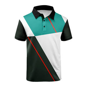Polo de golf à logo personnalisé 100% polyester séchage rapide respirant noir blanc bande polo régulier de haute qualité polo pour hommes - Product Image 2