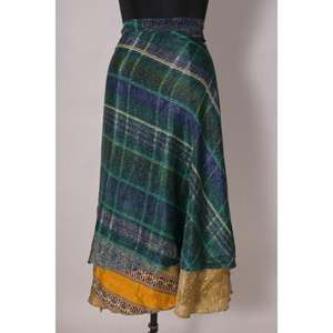 Reversible Art Silk <b>Skirt</b> and Neck Wrap Dress for women. <b>Boho</b>, Hippie & Vintage Indian handmade poly silk - Product Image 1