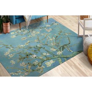 Tapis imprimé Van Gogh avec motif d'arbre d'amande en fleurs, petit et épais, pour la décoration de bureau, tapis doux non tissé - Product Image 2