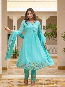 Traje Anarkali bordado para mujer en estilo indio y pakistaní Punjabi Shalwar Kameez para bodas festivas y fiestas Diwali Kurti" - Product Image 6