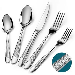 Ensemble de couverts en acier, dernier design de poignée, nouveau classique artisanal, banquet, cuillère en acier utilisée, ensemble de dessert, 5 pièces - Product Image 5