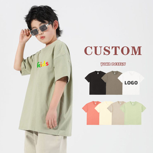 Venta al por mayor personalizada en blanco de algodón para niños camiseta bordado impreso Logotipo de color sólido camiseta en blanco liso niños camisetas - Product Image 1