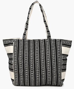 Sac fourre-tout bohème en toile écologique à panneaux avec fermeture éclair, broderies et pompons pour femme, idéal pour la plage et le shopping - Product Image 4