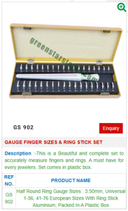 Juego de equipos de herramientas de joyería GS 902 Ring Stick Varios tamaños de dedos Calibre Acero inoxidable Latón Plástico Metal para uso industrial - Product Image 2