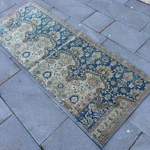 Alfombra de 2.4x6.4 pies, Alfombra Turca Vintage, Alfombra Azul Grisácea Estilo Suroeste - Product Image 4