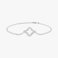 S925 argent Sterling léger topaze blanche Moissanite pierres précieuses Tennis trèfle Bracelet bijoux fins pour cadeau de saint valentin