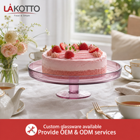 Support à gâteau en cristal rose de 278 mm LAKOTTO pour restaurants et hôtels, verrerie en gros, logo personnalisé, fabrication en usine